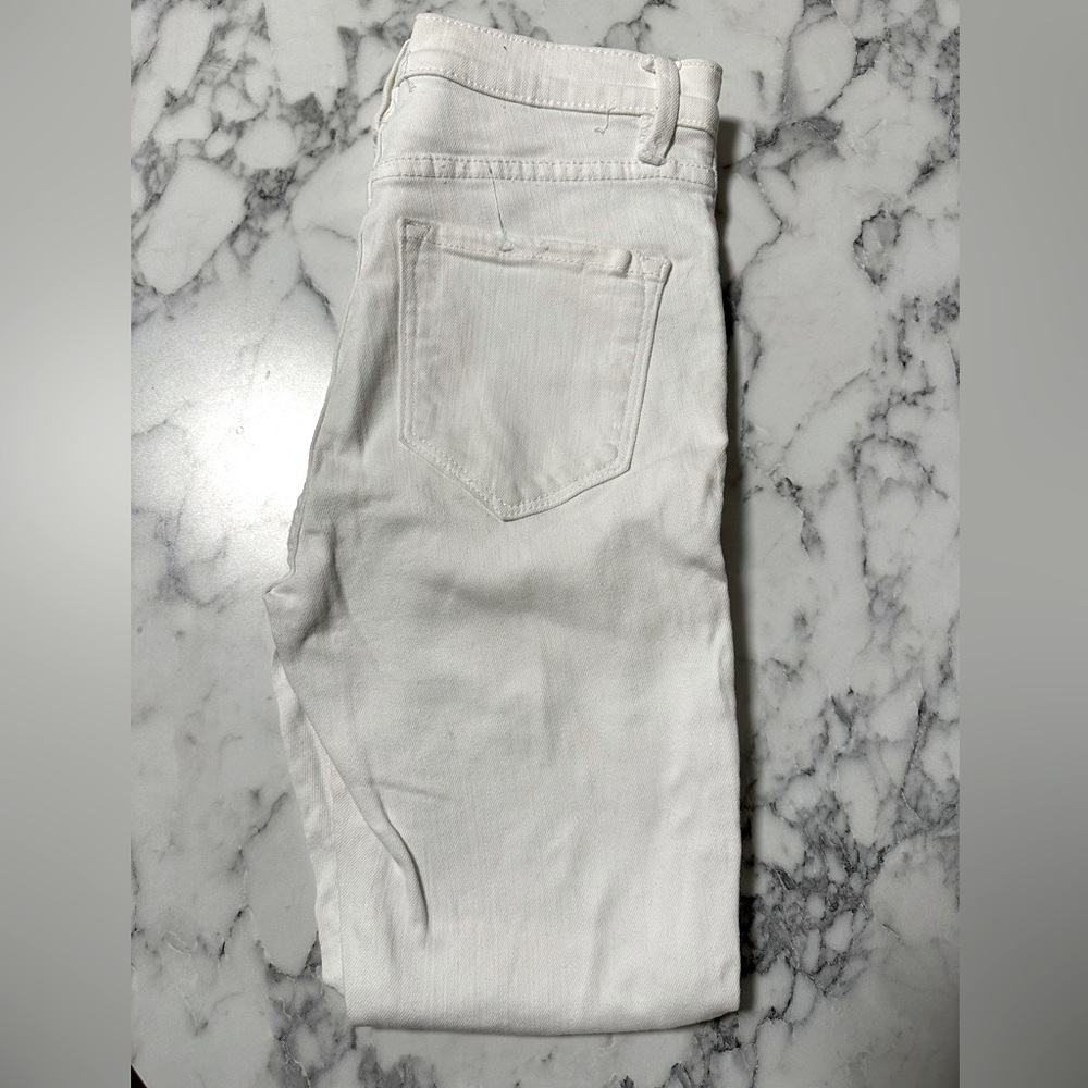 White Denim Distressed Jeans